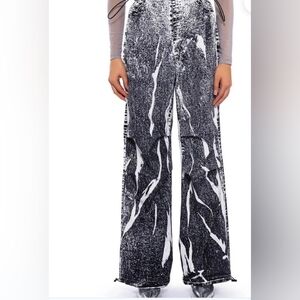 AKIRA Faux Denim Look Parachute Wide Leg Pants